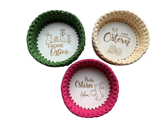 Miniaturbild: Nachhaltiges Osterkörbchen mit graviertem Holzboden