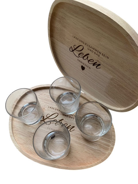 Miniaturbild: Holztablett FSC Gummibaum – ca. 25 × 30,8 × 2 cm – mit Gravur