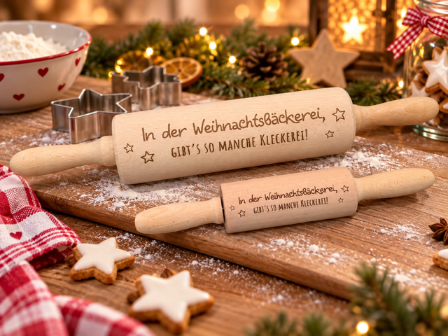 Miniaturbild: Backliebe - personalisiertes Nudelholz aus Buchenholz