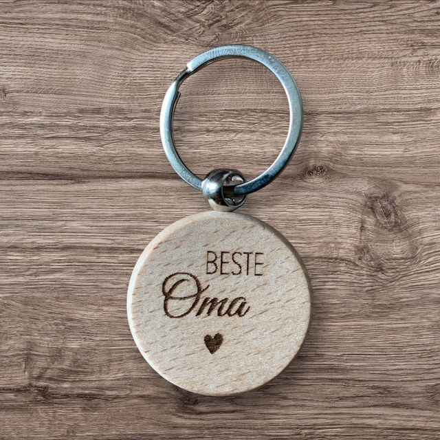 Miniaturbild: Personalisierte Schlüsselanhänger aus Holz (rund)