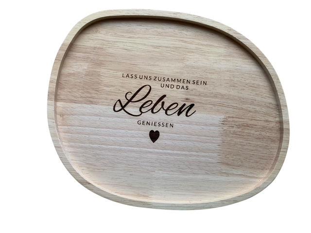 Miniaturbild: Holztablett FSC Gummibaum – ca. 25 × 30,8 × 2 cm – mit Gravur