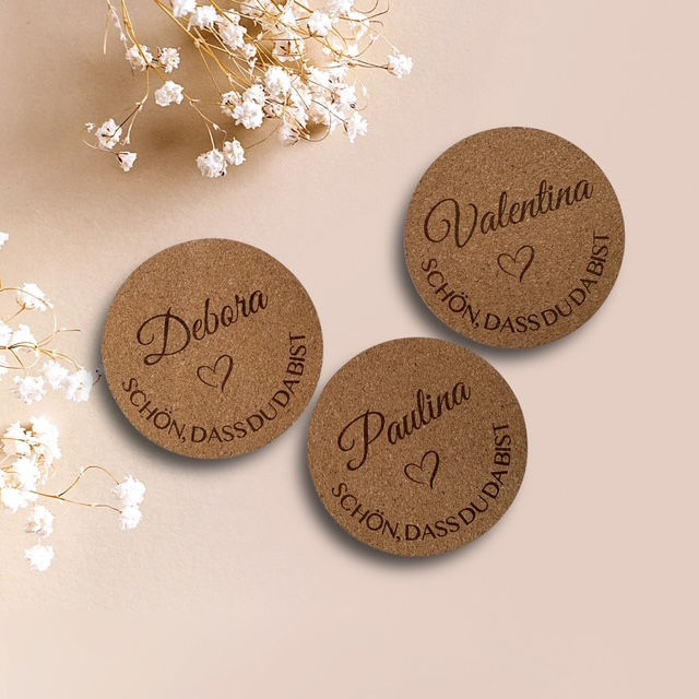 Miniaturbild: Korkuntersetzer mit Gravur (Ø 9 cm, 0,3 cm stark) personalisiert & stilvoll