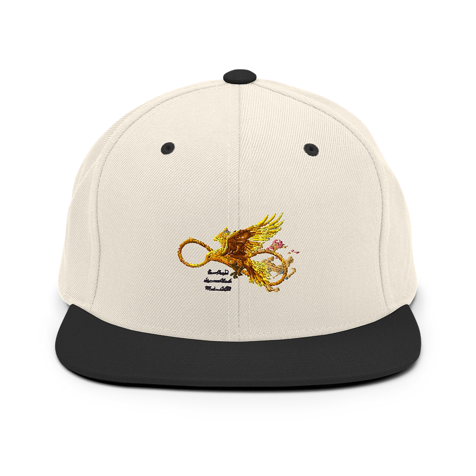 White Magnet snapback hat with golden eagle logo