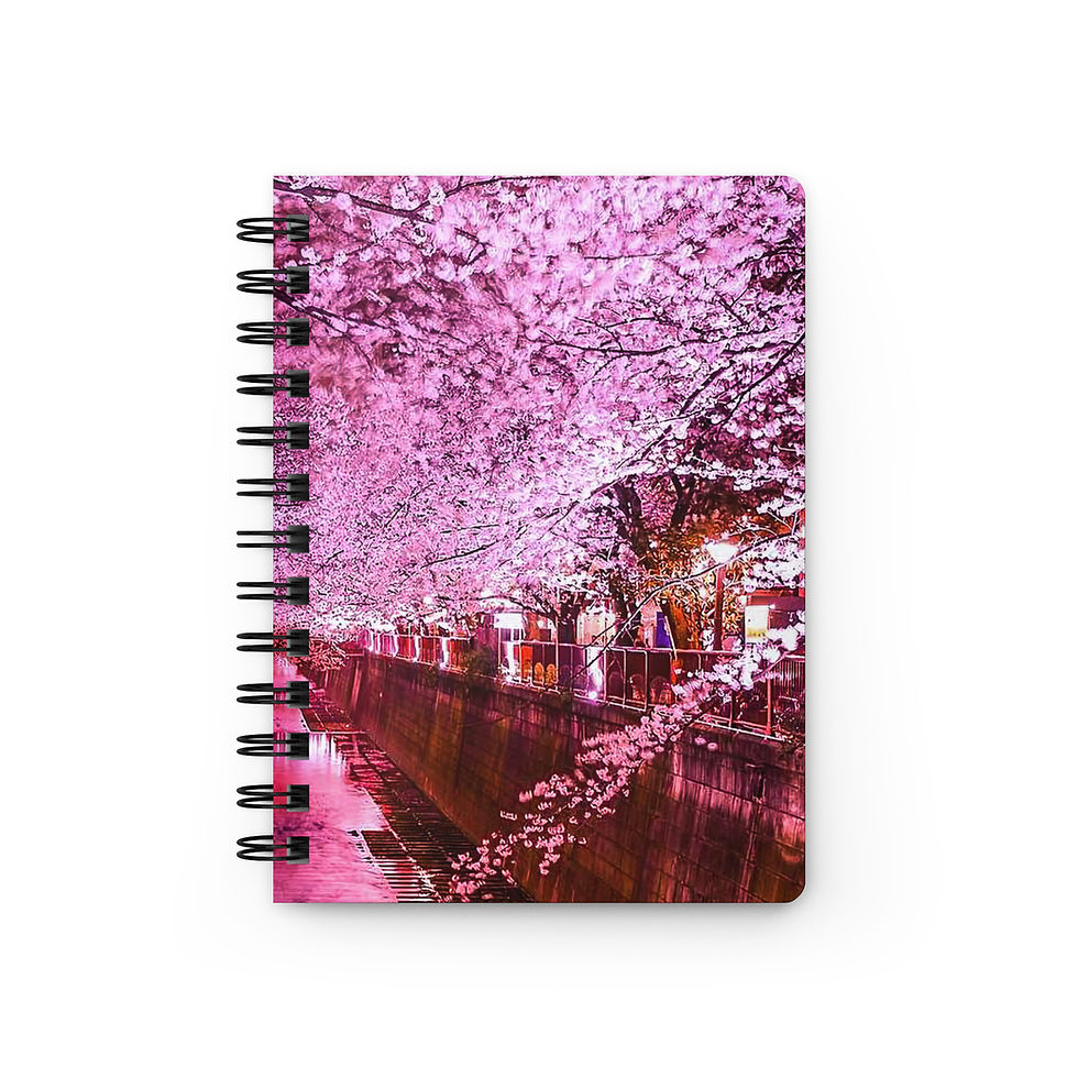 Spiral notebook featuring pink cherry blossom scenery