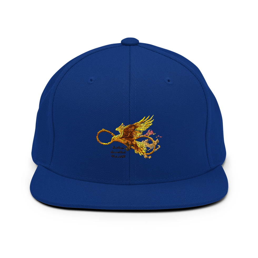 Thumbnail: Blue Magnet snapback hat with phoenix logo
