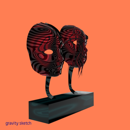 Couple Strange Masks Sculpture