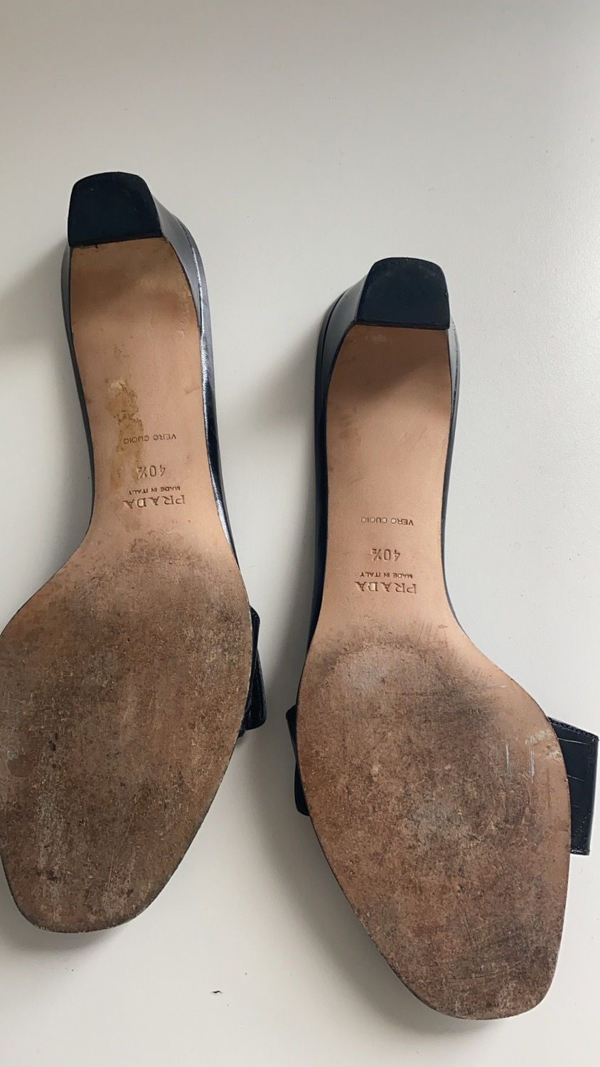 Thumbnail: RARE PRADA BLACK KITTEN HEELS