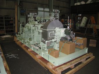 Shin Nippon Machinery API 612 steam turbine package on shipping skid