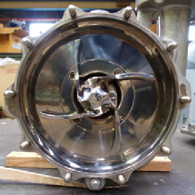 Honda Kiko latex pump casing opened to show the impeller