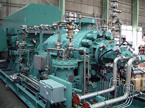 Shin Nippon Machinery API 610 BB5 barrel pump on baseplate before shipment