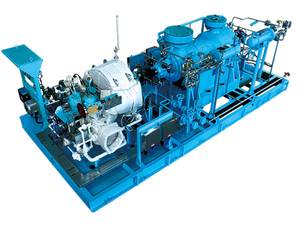 SNM API 610 BB5 barrel pump with mechanical drive steam turbine on a common baseplate