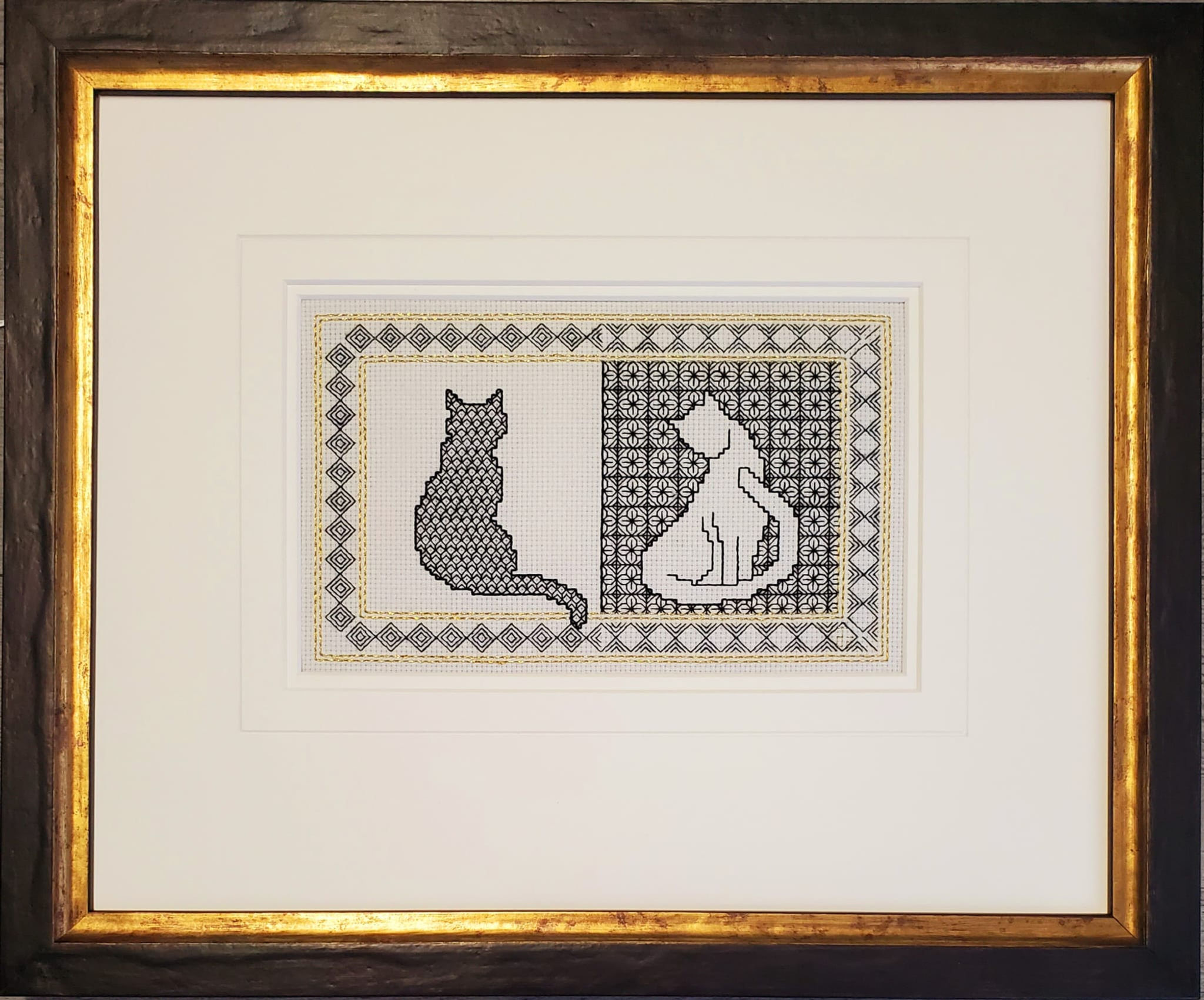 Cats Cross Stitch Needlework Framing