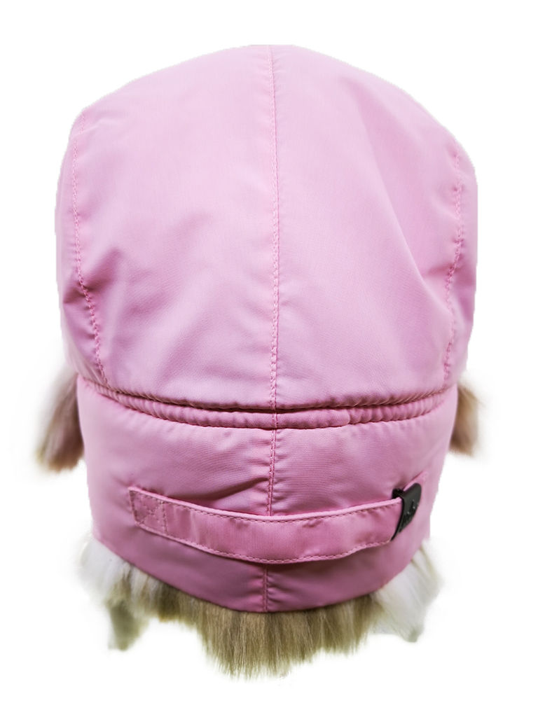 Thumbnail: Pink Taslon Aviator Trapper Hat with Soft Faux Fur