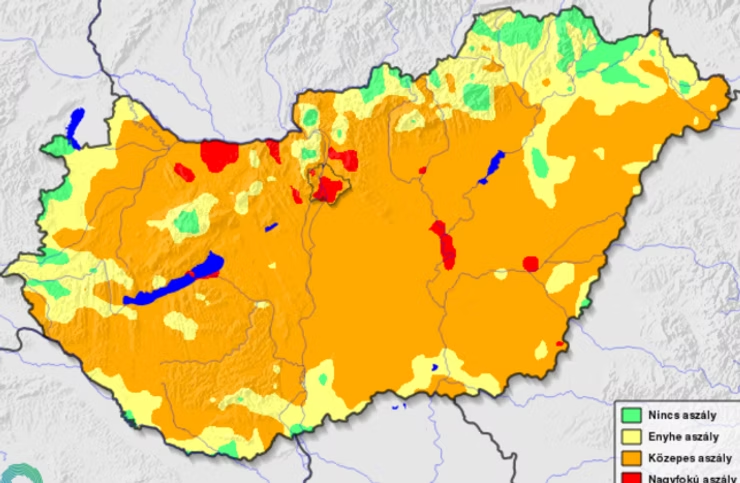 Aszálytérkép 06.08. (Forrás: met.hu)