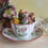 Miniature : Exquisite Luneville floral pink chocolate cup and saucer