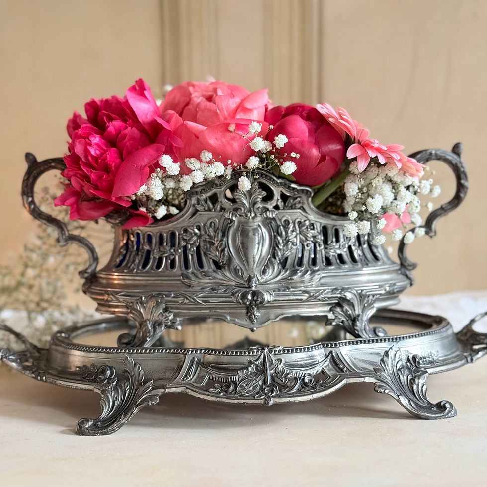 Thumbnail: Belle Epoque jardiniere with original cobalt blue bowl and mirror stand