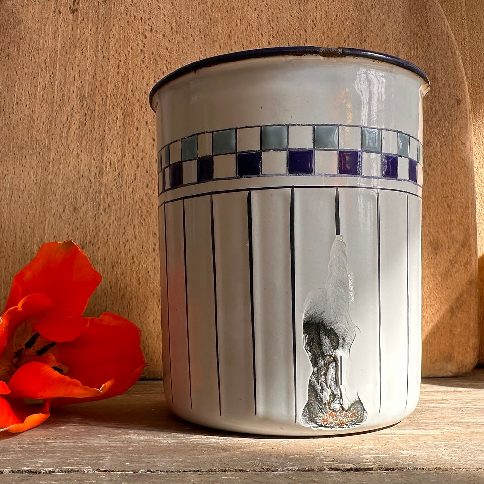Thumbnail: BB enamel kitchen blue and white canister