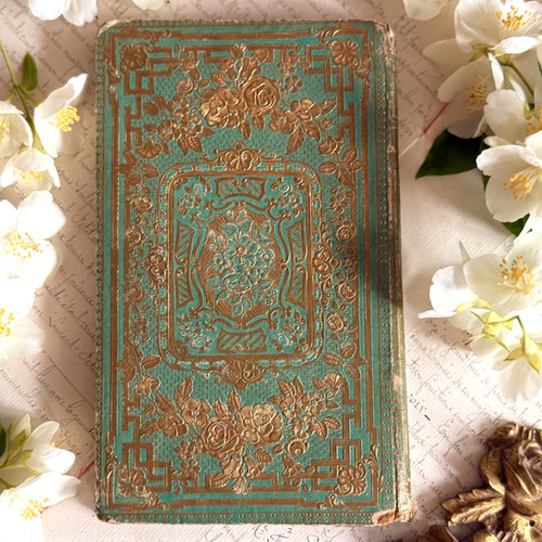 Green and gold Cartonnage book gilded dated 1855 | Quintessentially Fr