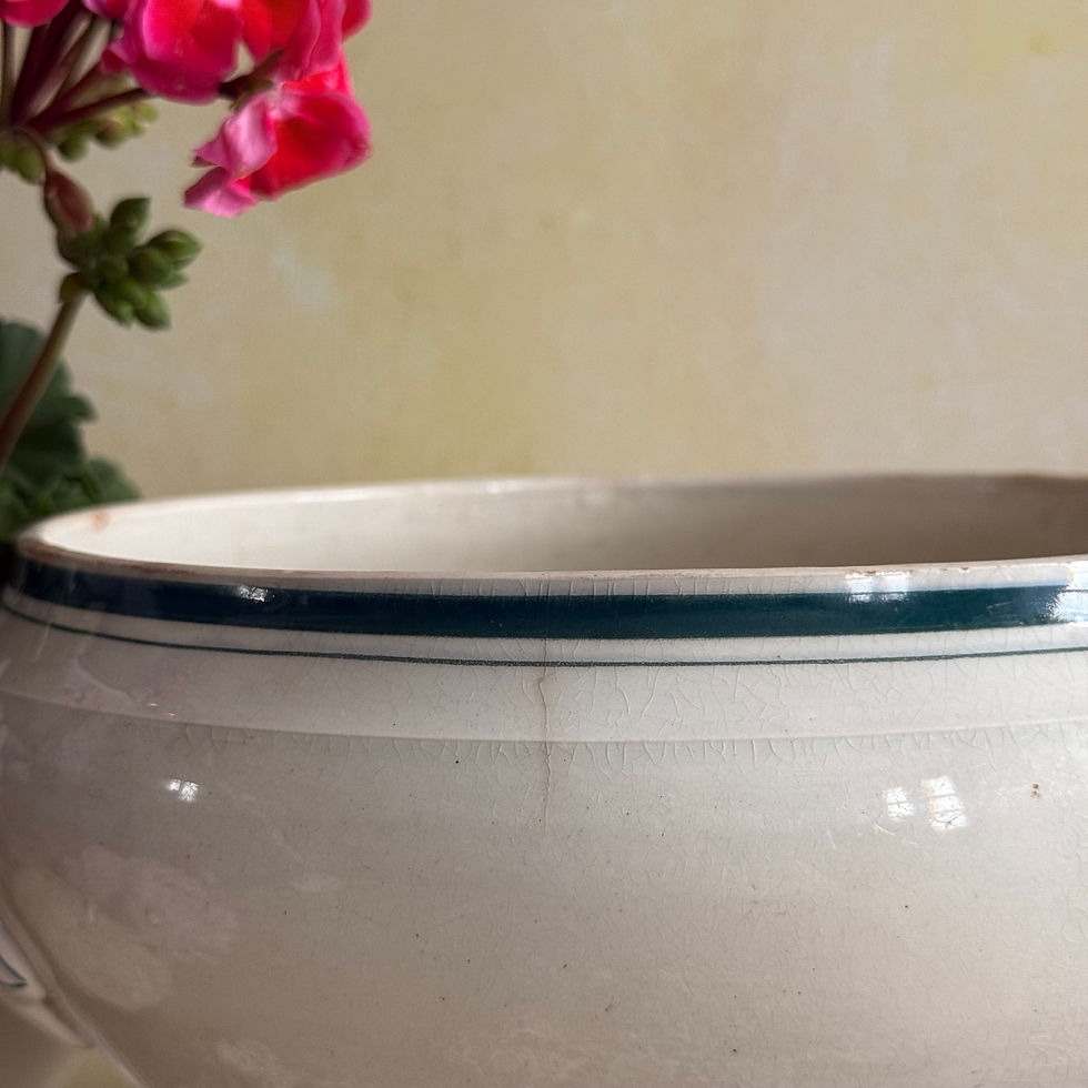 Miniature : Luneville forest green detail antique ironstone tureen