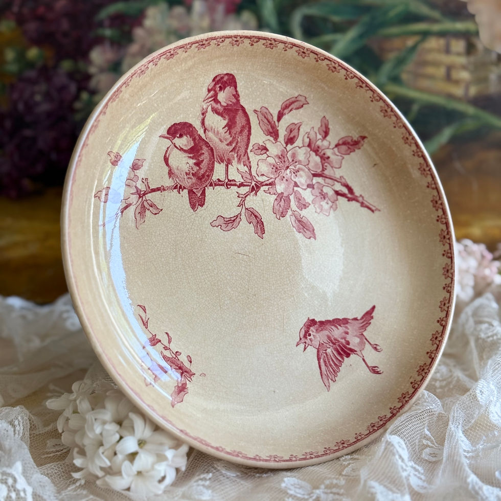 Miniature : Favori pink patinated birds compote by Sarreguemines