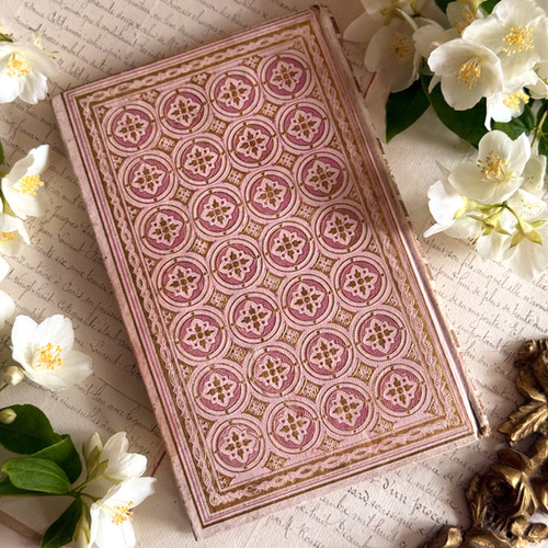 Pink and gold cartonnage book dated 1870 | Quintessentially Fr