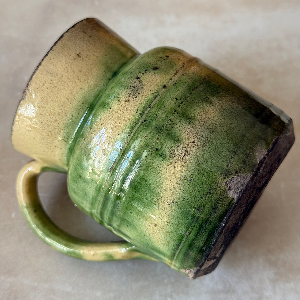 Thumbnail: Gorgeously glazed greenFrench pottery creamer