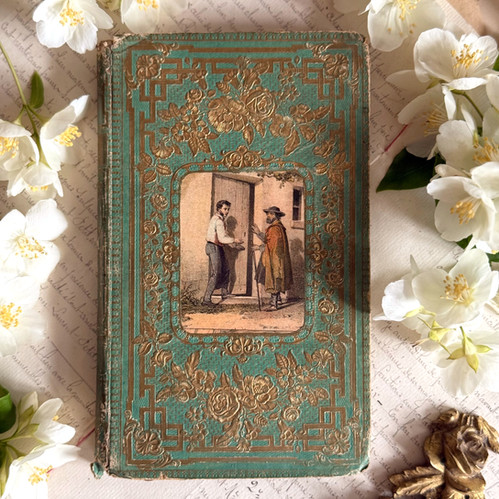 Green and gold Cartonnage book gilded dated 1855 | Quintessentially Fr
