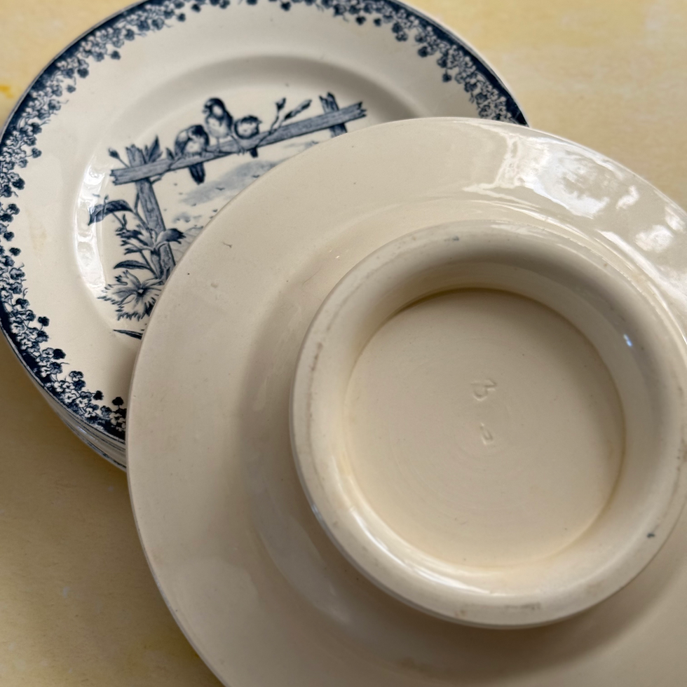 Thumbnail: Blue birds set of cake and serving plates by Salins - 7 pieces