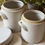 Miniature : Pair of white stoneware preserving or spice pots