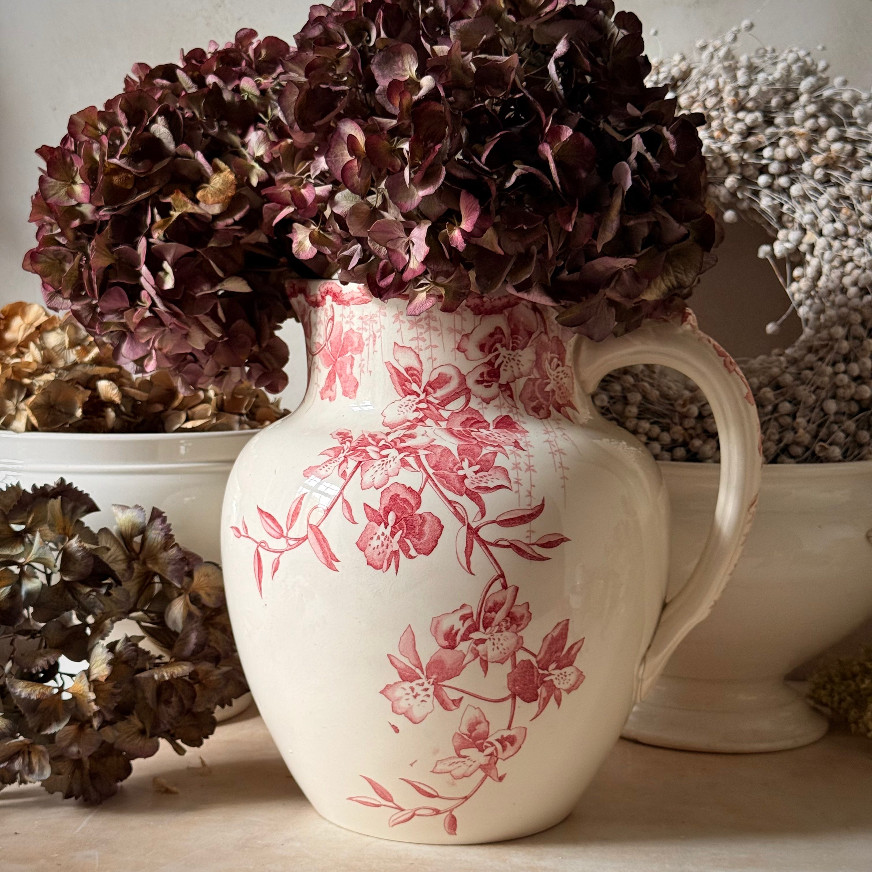 Pink Luneville Ceylan trailing florals water pitcher