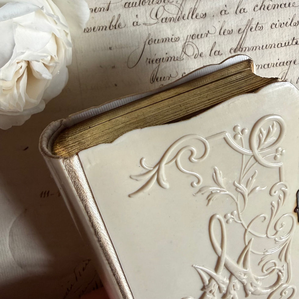 Thumbnail: French creamy embossed hard cover prayer books or Paroissien