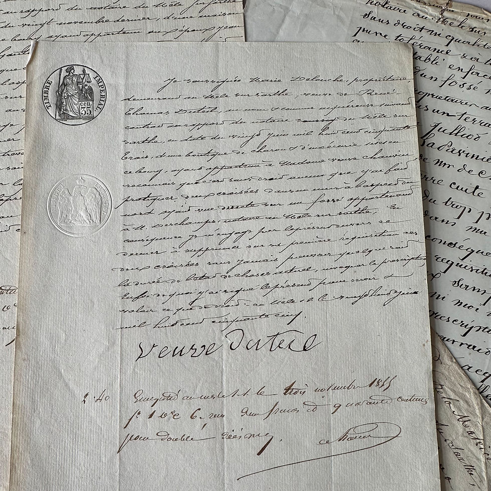Thumbnail: Hand scribed French legal documents from 1800s