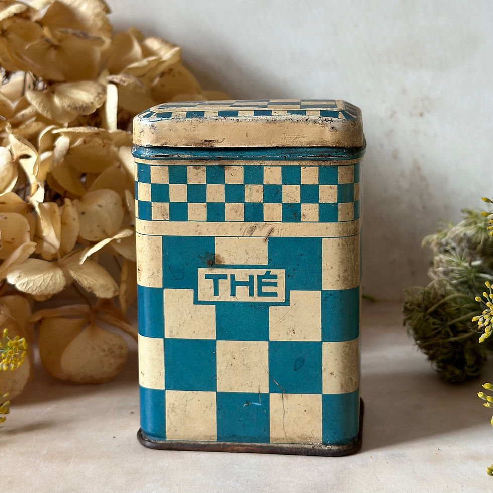 Thumbnail: Heavily patinated French kitchen canisters, set of 3