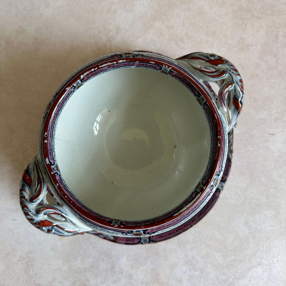 Miniature : 1848 Polychromatic English antique compote and sauce boat