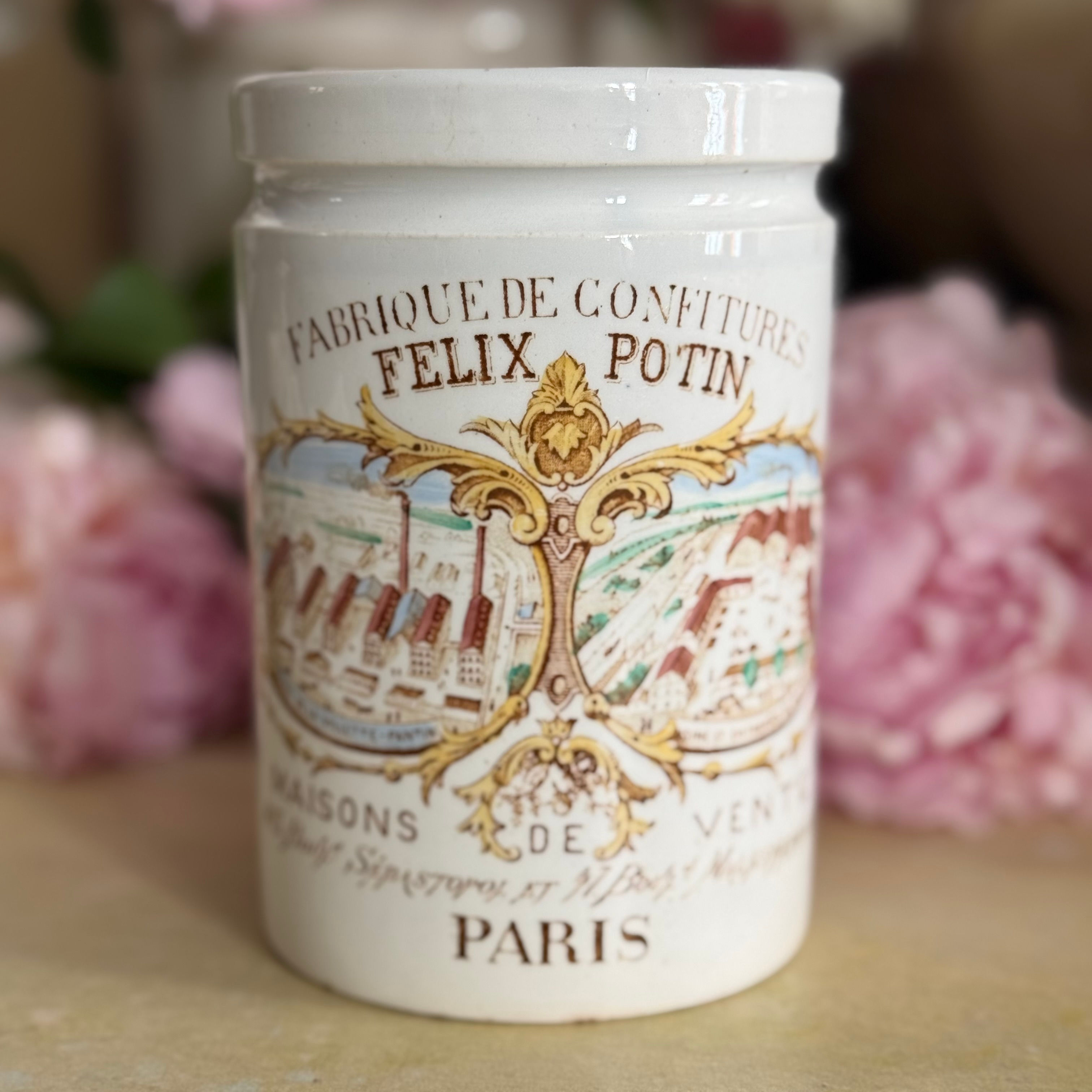 Polychromatic Felix Potin Paris confiture crock