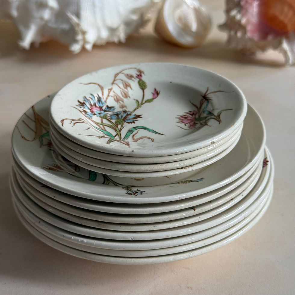 Thumbnail: Exceptional doll's 12 piece Luneville cornflower diner service
