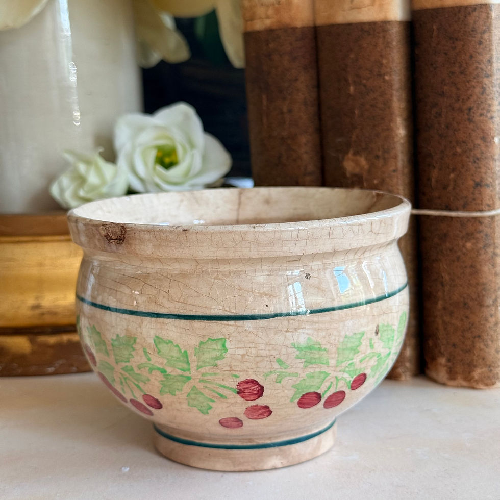Miniature : Patinated ironstone cherry confiture pot