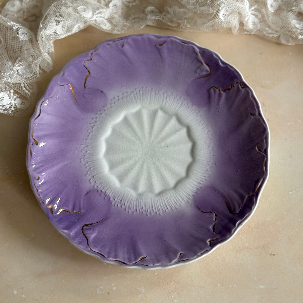 Thumbnail: Lilac flower shaped hot chocolate cup and saucer