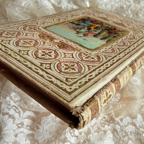 Pink and gold cartonnage book dated 1870 | Quintessentially Fr