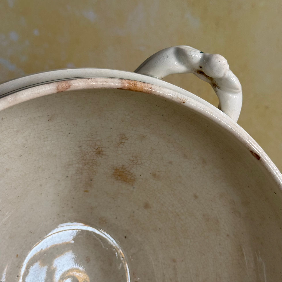 Thumbnail: Luneville forest green detail antique ironstone tureen