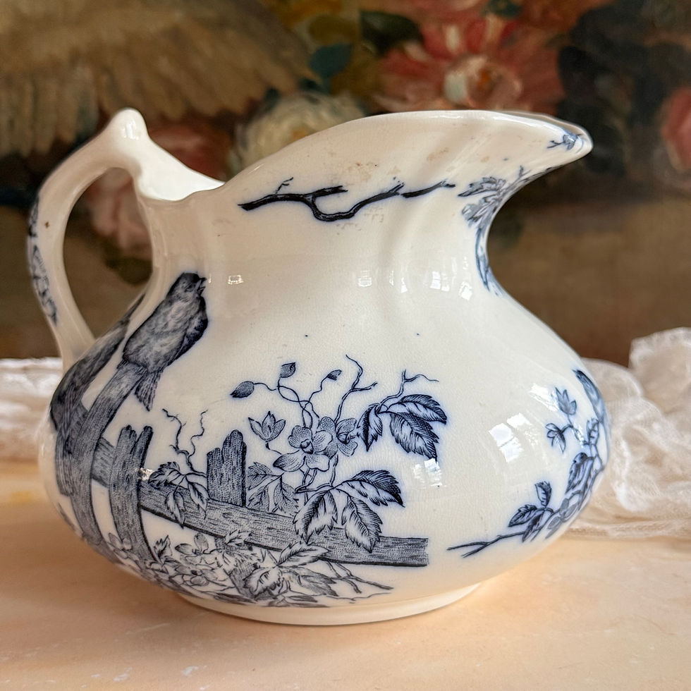 Thumbnail: Rare French songbird transferware pitcher