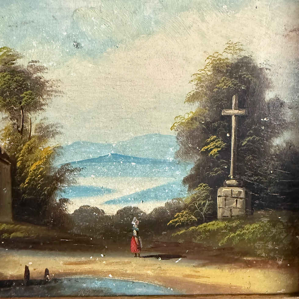 Miniature : 19th century oil on board painting