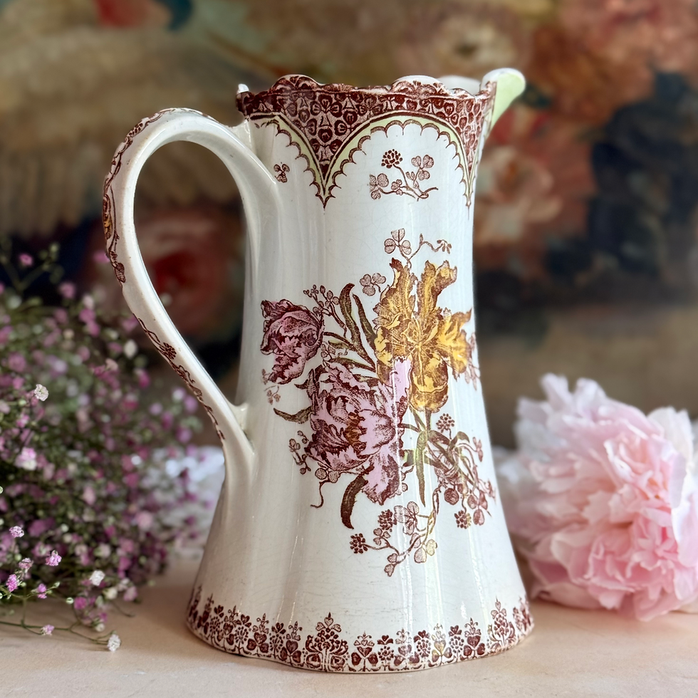Thumbnail: Luneville 'Lille' floral polychromatic antique pitcher