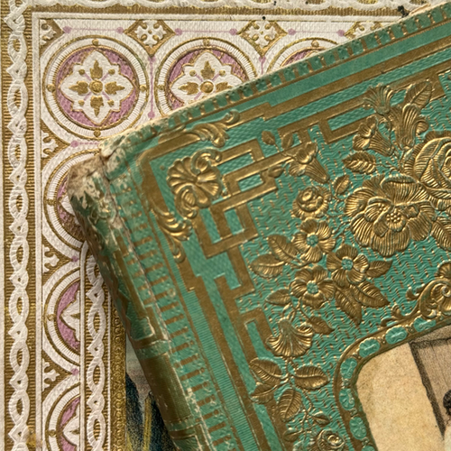 Green and gold Cartonnage book gilded dated 1855 | Quintessentially Fr