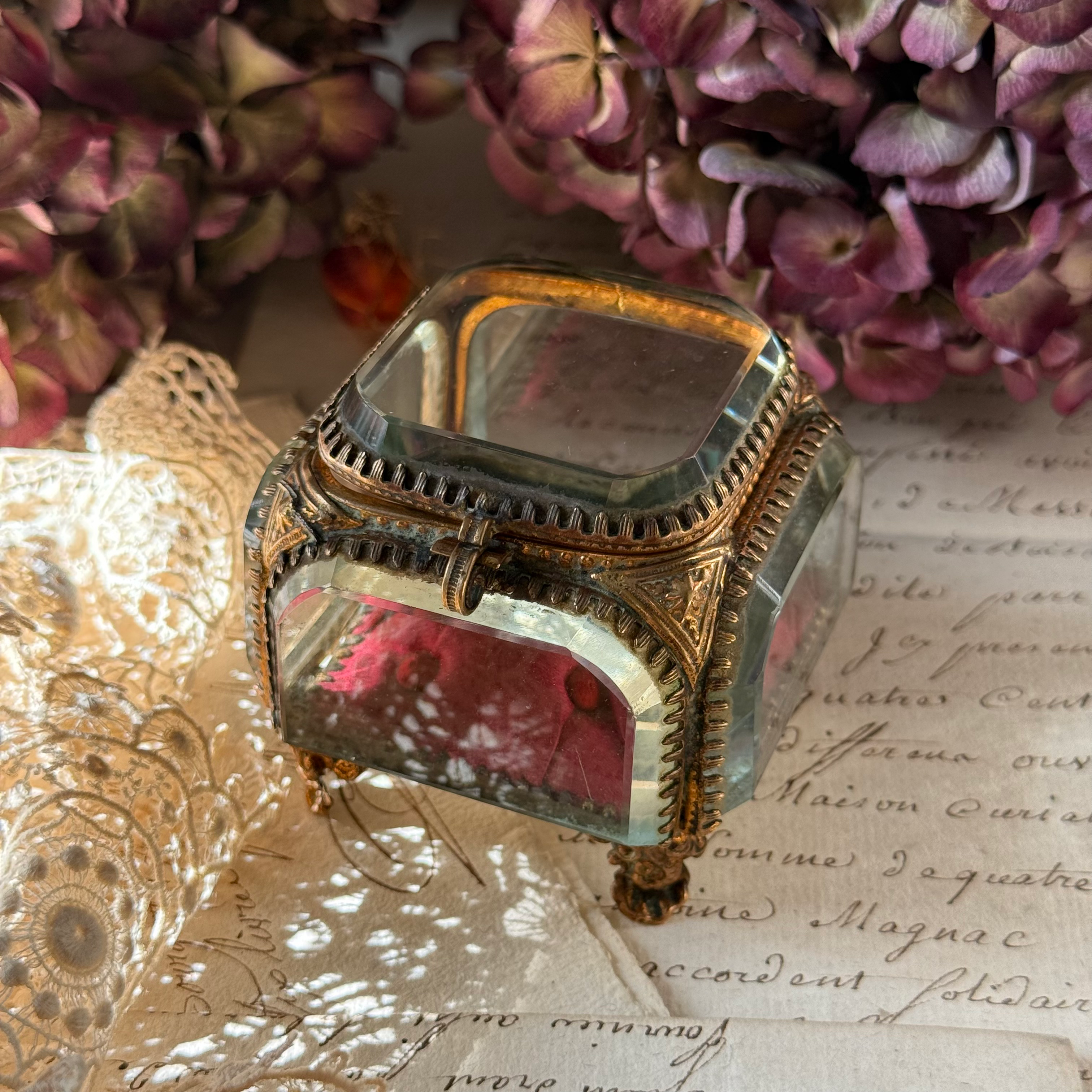Ormolu and bevelled glass 19th century jewellery box