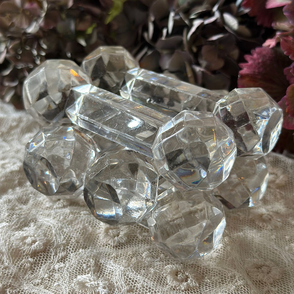 Miniature : Pair of glistening cut glass vintage cutlery rests