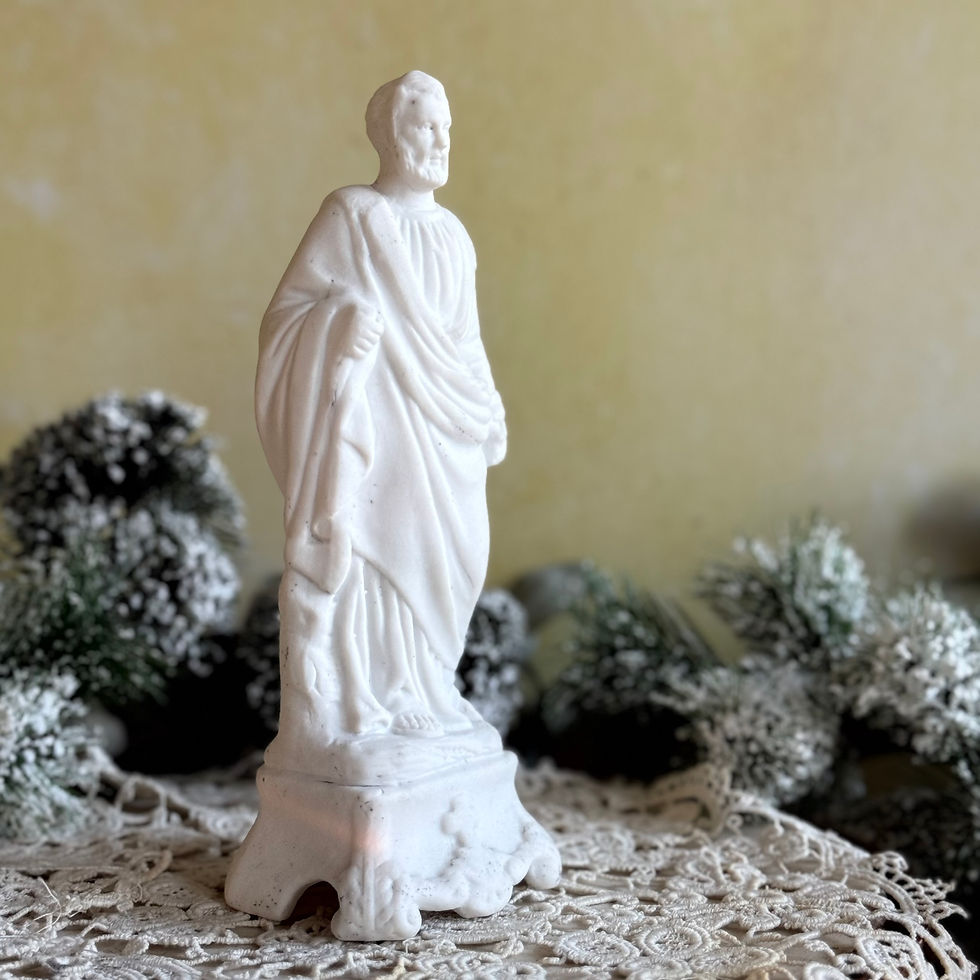 Miniature : Bisque porcelain Mary and Joseph statues