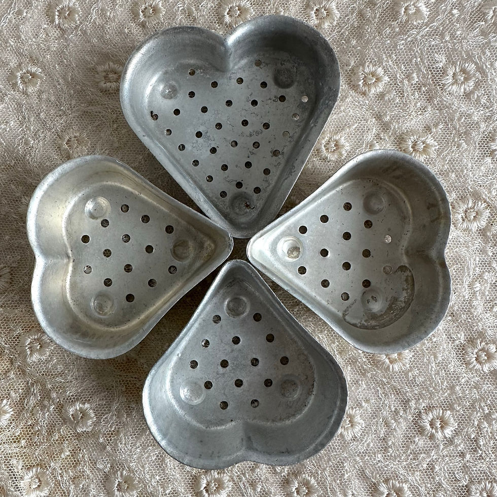 2 French heart shaped cheese strainer molds