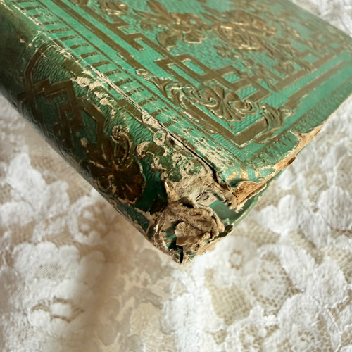 Green and gold Cartonnage book gilded dated 1855 | Quintessentially Fr