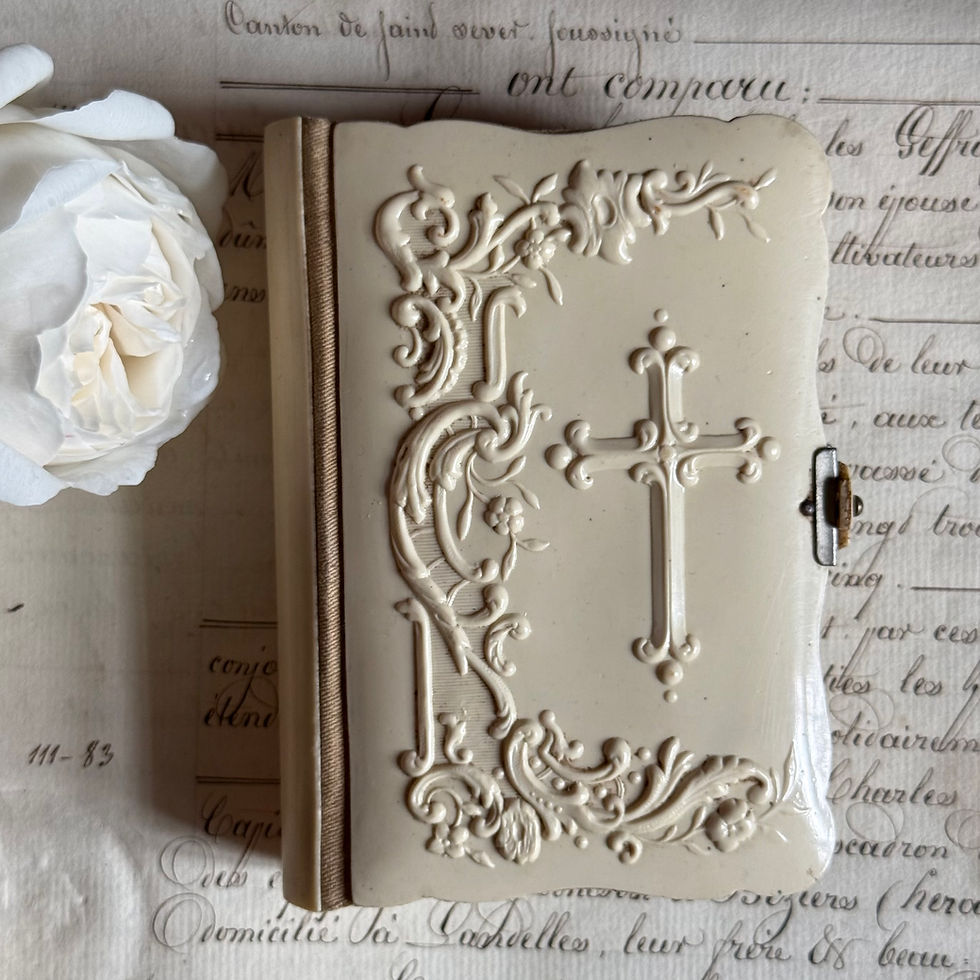 Thumbnail: French creamy embossed hard cover prayer books or Paroissien